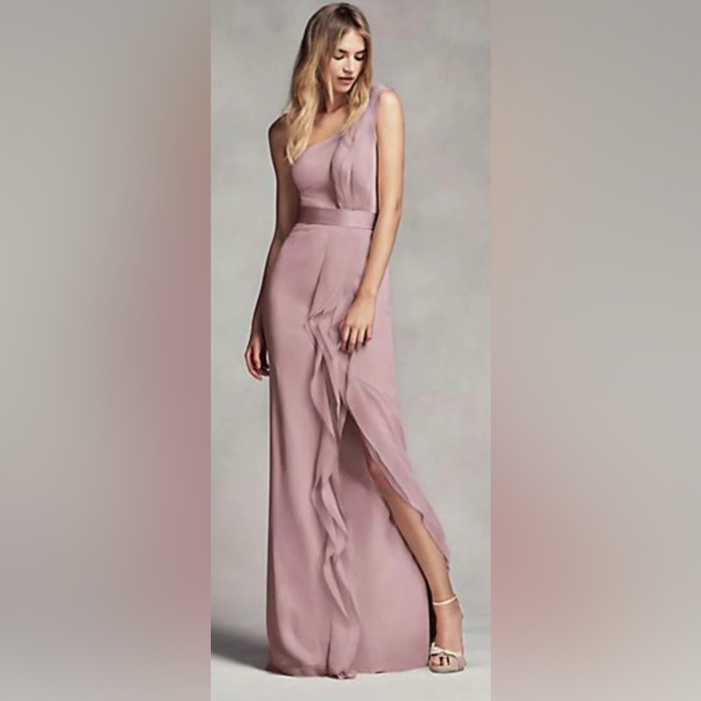 White by Vera Wang Quartz Maxi Dress with Side Ruffle - Size 4 A15